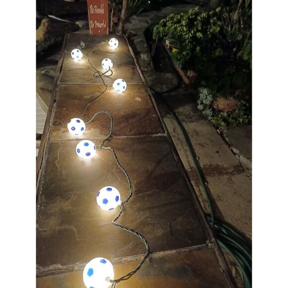 Soccer Ball Lights Balls Light String Futbol Plug In Indoor Outdoor 10 Christmas - Picture 2 of 9